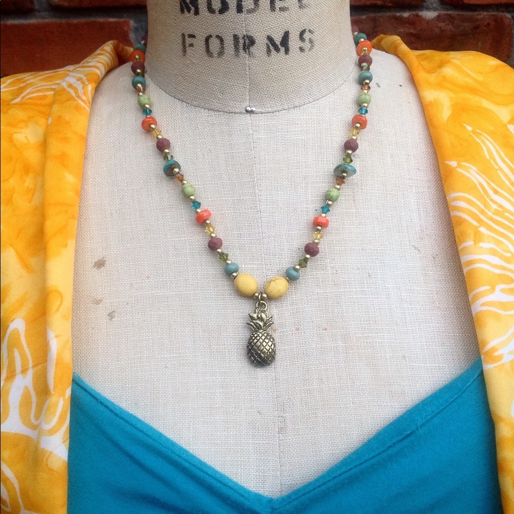 Hand Designed Pineapple Under The Sun Necklace - image 4